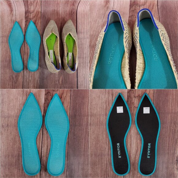 Rothys The Point Womens Size 9.5 Multi Metallic Knit Flats Shoes Retired - Picture 9 of 15